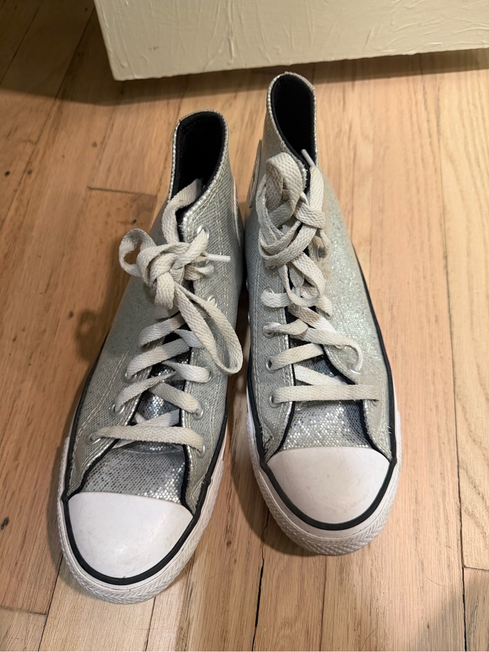 Converse Silver Glitter High-Top Sneakers